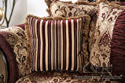 Transitional style burgundy/ brown chenille fabric sofa by Furniture of America additional picture 5