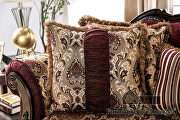 Transitional style burgundy/ brown chenille fabric loveseat additional photo 4 of 9