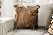 Light gray/ gold chenille fabric loveseat additional photo 3 of 6