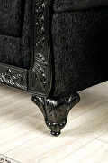 Lustrous soft chenille and polished ebony-finished wood pair sofa additional photo 4 of 8