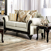 Soft-woven chenille fabric and polished wood sofa additional photo 3 of 7
