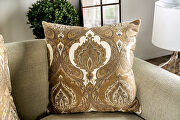 Soft-woven chenille fabric and polished wood loveseat additional photo 3 of 4