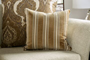 Soft-woven chenille fabric and polished wood loveseat additional photo 4 of 4