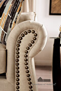 Sand/ brown chenille fabric sofa with individual nailhead trim additional photo 4 of 8