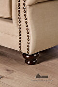 Sand/ brown chenille fabric sofa with individual nailhead trim additional photo 5 of 8