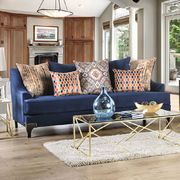 Navy chenille fabric sloped arms sofa by Furniture of America additional picture 7