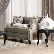 Light brown chenille fabric traditional style sofa additional photo 4 of 7