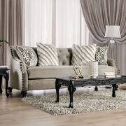 Light brown chenille fabric traditional style sofa additional photo 5 of 7