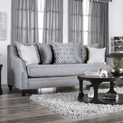 US-made gray burlap weave fabric casual sofa additional photo 2 of 9