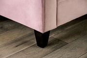 Blush pink velvet like fabric sloped arms sofa additional photo 3 of 8