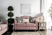 Blush pink velvet like fabric sloped arms sofa additional photo 4 of 8