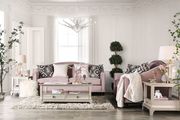 Blush pink velvet like fabric sloped arms sofa additional photo 5 of 8