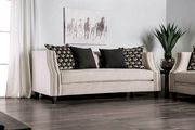 US-made beige velvet-like fabric sofa by Furniture of America additional picture 3