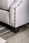 Gray chenille nailhead trim sloped arms loveseat additional photo 4 of 4