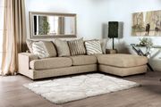 Beige chenille oversized US-made sectional sofa by Furniture of America additional picture 3