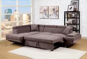 Brown fabric sectional sofa w/ sleeper by Furniture of America additional picture 2
