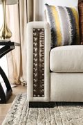 Beige chenille / copper leather US-made loveseat additional photo 4 of 6