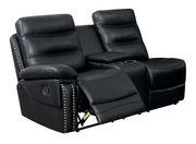 Double-stitched transitional style black leather recliner sectional by Furniture of America additional picture 3