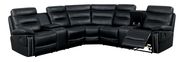 Double-stitched transitional style black leather recliner sectional by Furniture of America additional picture 4