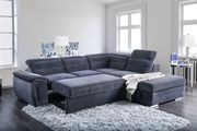 Gray chenille fabric bed/storage sectional additional photo 3 of 4