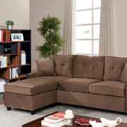 Reversible design brown chenille fabric sectional by Furniture of America additional picture 3