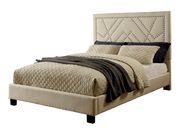 SImple casual beige linen-like fabric queen bed by Furniture of America additional picture 2