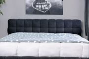 Dark gray linen-like fabric ultra-low profile bed additional photo 5 of 6