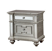 Mirrored panel stylish silver finish nightstand by Furniture of America additional picture 3