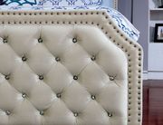 Beige queen bed with crystal-like buttons design additional photo 2 of 2