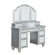 Silver glam style vanity and stool set additional photo 3 of 3
