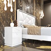 White glossy EU-made modern platform king bed w/ led by Franco Spain additional picture 3