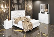 White glossy EU-made modern platform king bed w/ led by Franco Spain additional picture 4