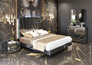 European glamour black high gloss finish platform king bed by Franco Spain additional picture 3