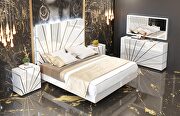 European glamour white high gloss finish platform king bed by Franco Spain additional picture 2