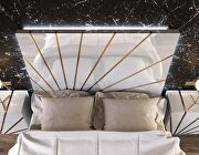 European glamour white high gloss finish platform king bed by Franco Spain additional picture 3