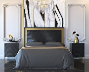 Stylish dark gray glam style queen bed w/ light by Franco Spain additional picture 3