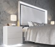Stylish white glam style queen bed w/ light by Franco Spain additional picture 4