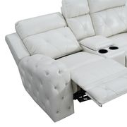 White jewel embellished white power recline sofa additional photo 4 of 10