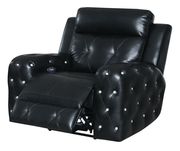 Black jewel embellished black power recline sofa by Global additional picture 4