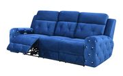 Blue jewel embellished blue power recline sofa by Global additional picture 2