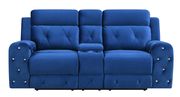 Blue jewel embellished blue power recline sofa by Global additional picture 3
