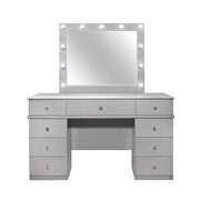 Metallic silver finish stylish vanity set in rubberwood by Global additional picture 5
