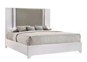 Contemporary white king bed w/ led light additional photo 4 of 8
