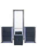 Navy blue glossy vanity + stool set by Global additional picture 2