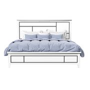 Affordable white contemporary bed w/ mirrored accents by Global additional picture 7