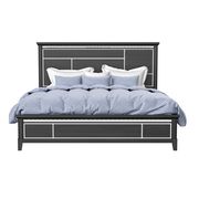 Affordable black contemporary bed w/ mirrored accents by Global additional picture 5