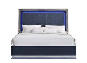 Contemporary navy blue king bed w/ light by Global additional picture 11