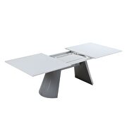 Gray / white extension contemporary dining table additional photo 5 of 10