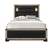 Gold / black queen size bed with lamps in glam style by Global additional picture 11