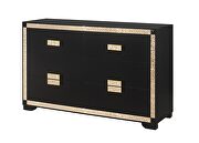 Gold / black queen size bed with lamps in glam style by Global additional picture 3